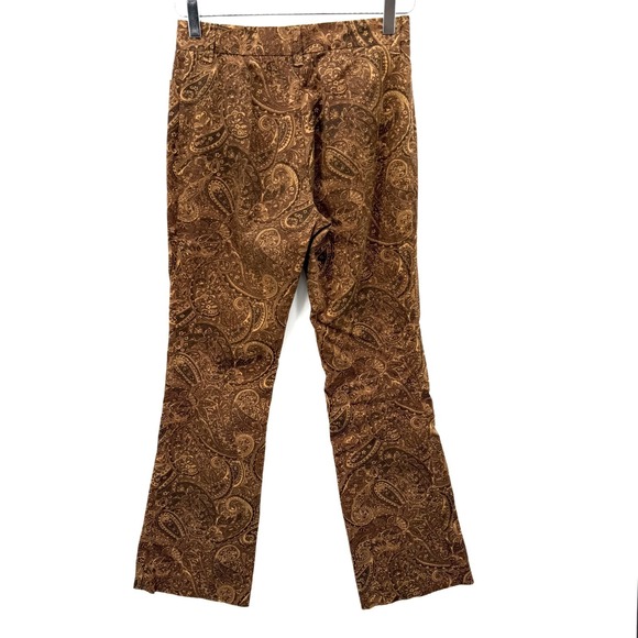 Vintage 90s Y2K Bootcut Paisley Pants Size 2P Boho Hippie Forest Brown Mid Rise - Picture 4 of 9